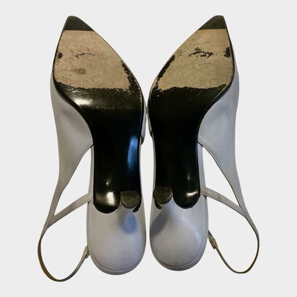 Stuart Weitzman Womens Vinnie ? Slingback Heels US 7.5 B Baby Blue Leather EUC - Picture 5 of 6